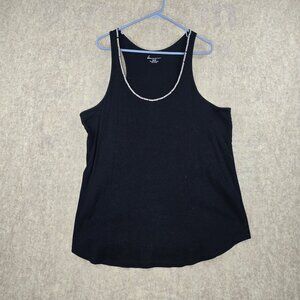 Lane Bryant Womens Sleeveless Black Racerback Tank Top W/ Rhinestone Trim